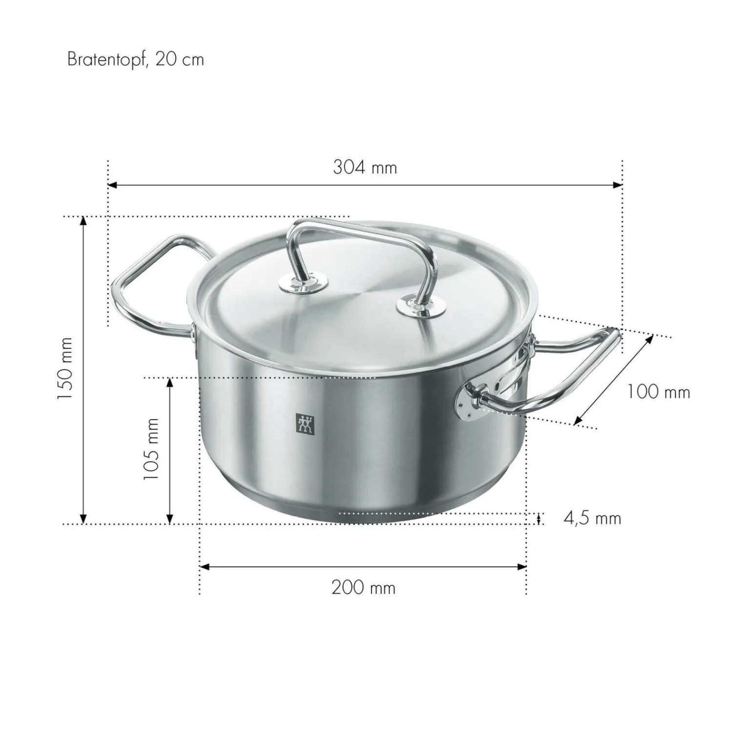 ZWILLING Bratentopf 20 cm, 18/10 Edelstahl