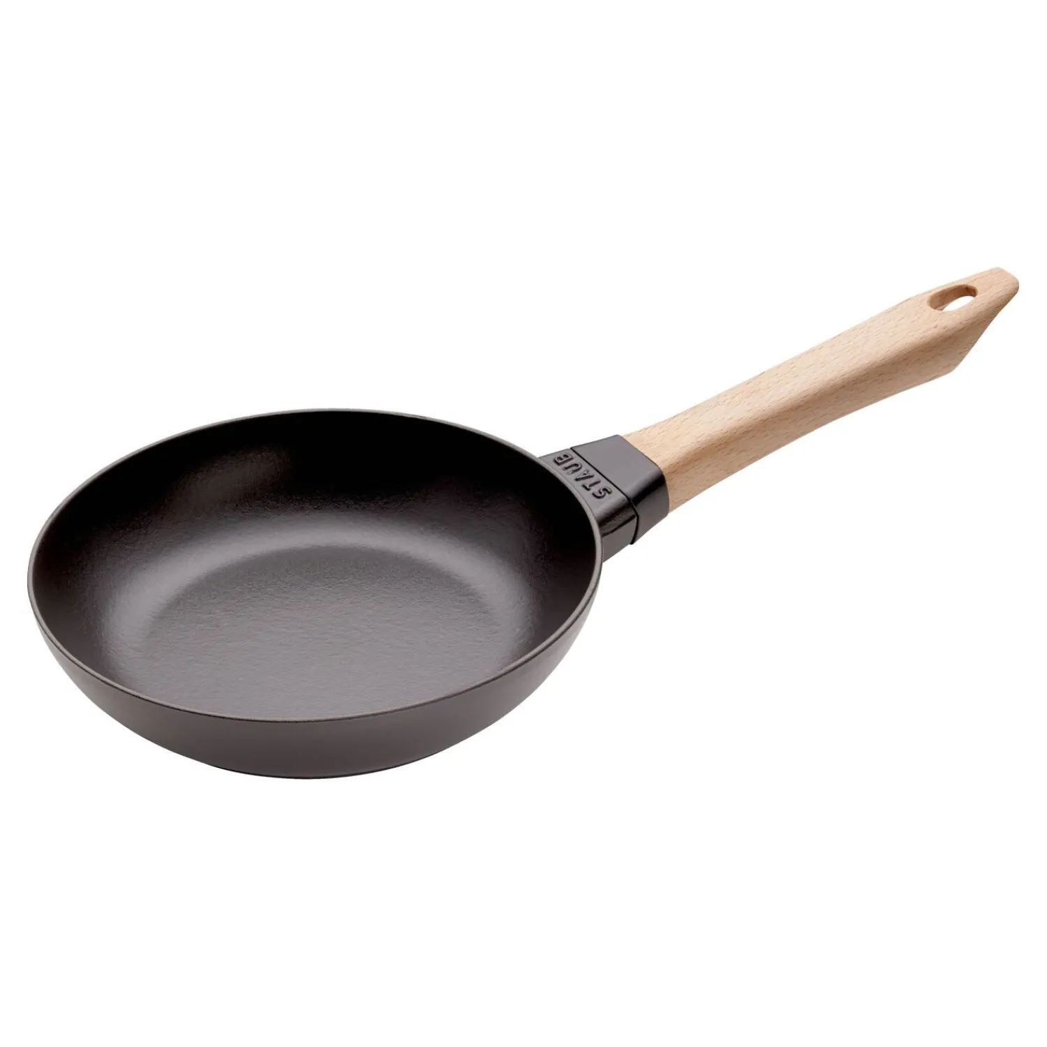 Staub Bratpfanne mit Holzgriff 20 cm, rund, Schwarz, Gusseisen