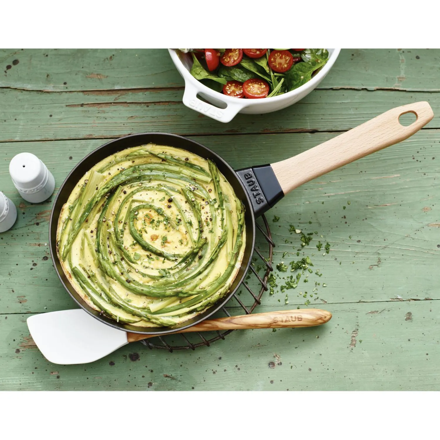 Staub Bratpfanne mit Holzgriff 20 cm, rund, Schwarz, Gusseisen