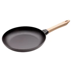 Staub Bratpfanne mit Holzgriff 28 cm, rund, Schwarz, Gusseisen