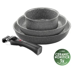 BALLARINI Bratpfannenset, 4-tlg, Aluminium, Keramische Antihaftbeschichtung