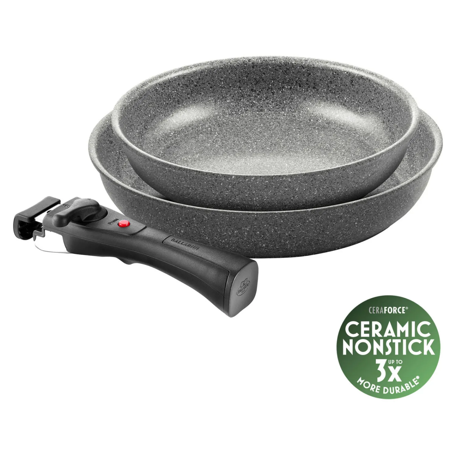 BALLARINI Bratpfannenset, 3-tlg, Aluminium, Keramische Antihaftbeschichtung