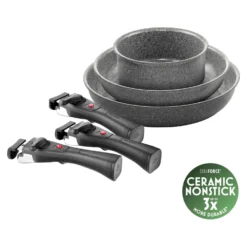 BALLARINI Bratpfannenset, 6-tlg, Aluminium, Keramische Antihaftbeschichtung