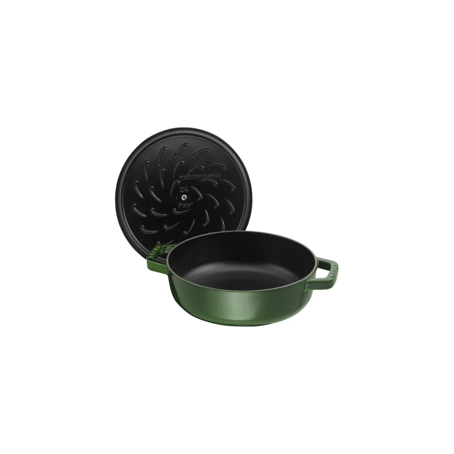 Staub Bräter mit Chistera Drop-Structure 28 cm, rund, Basilikum-Grün, Gusseisen
