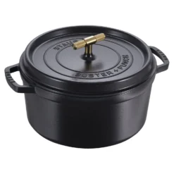 Staub Cocotte Buster+Punch 28 cm, rund, Schwarz, Gusseisen