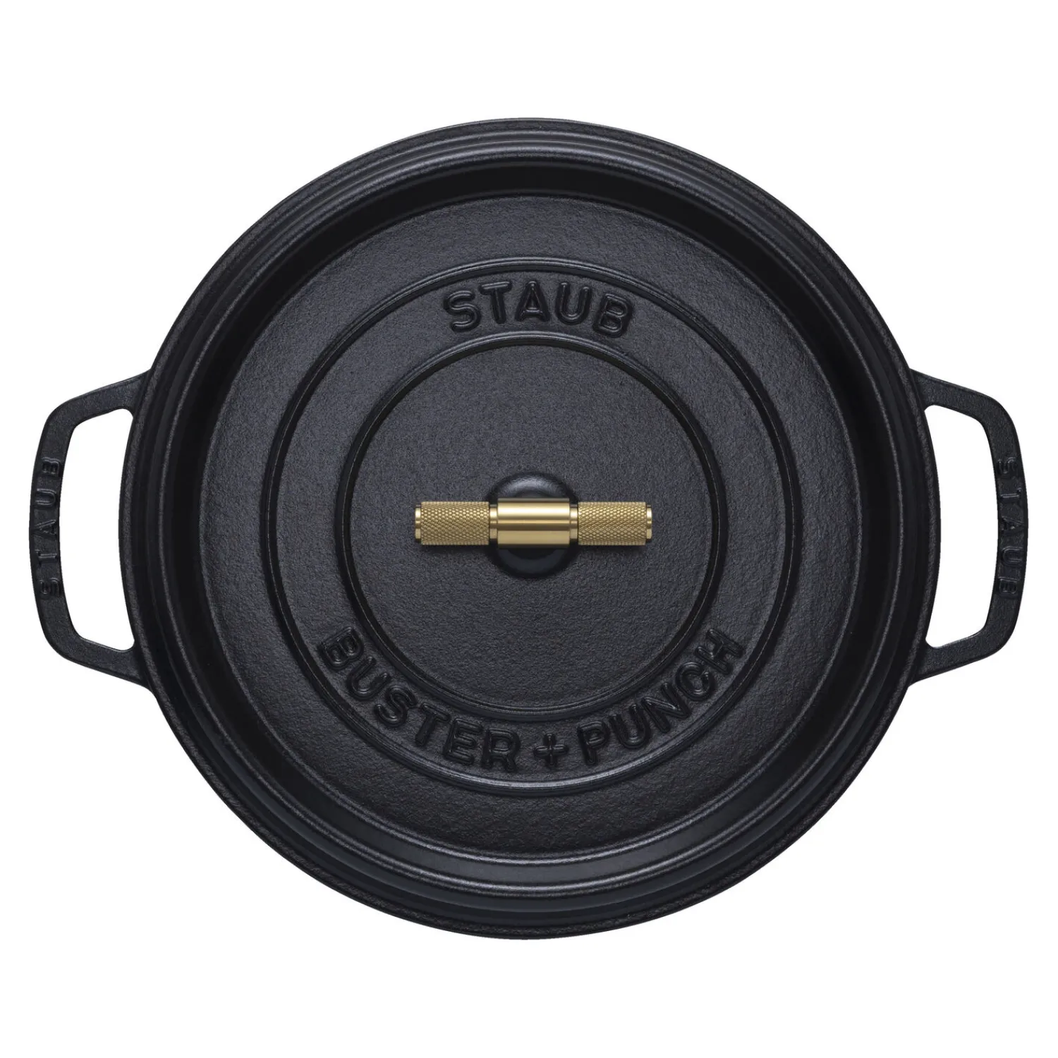 Staub Cocotte Buster+Punch 28 cm, rund, Schwarz, Gusseisen