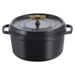 Staub Cocotte Buster+Punch 28 cm, rund, Schwarz, Gusseisen