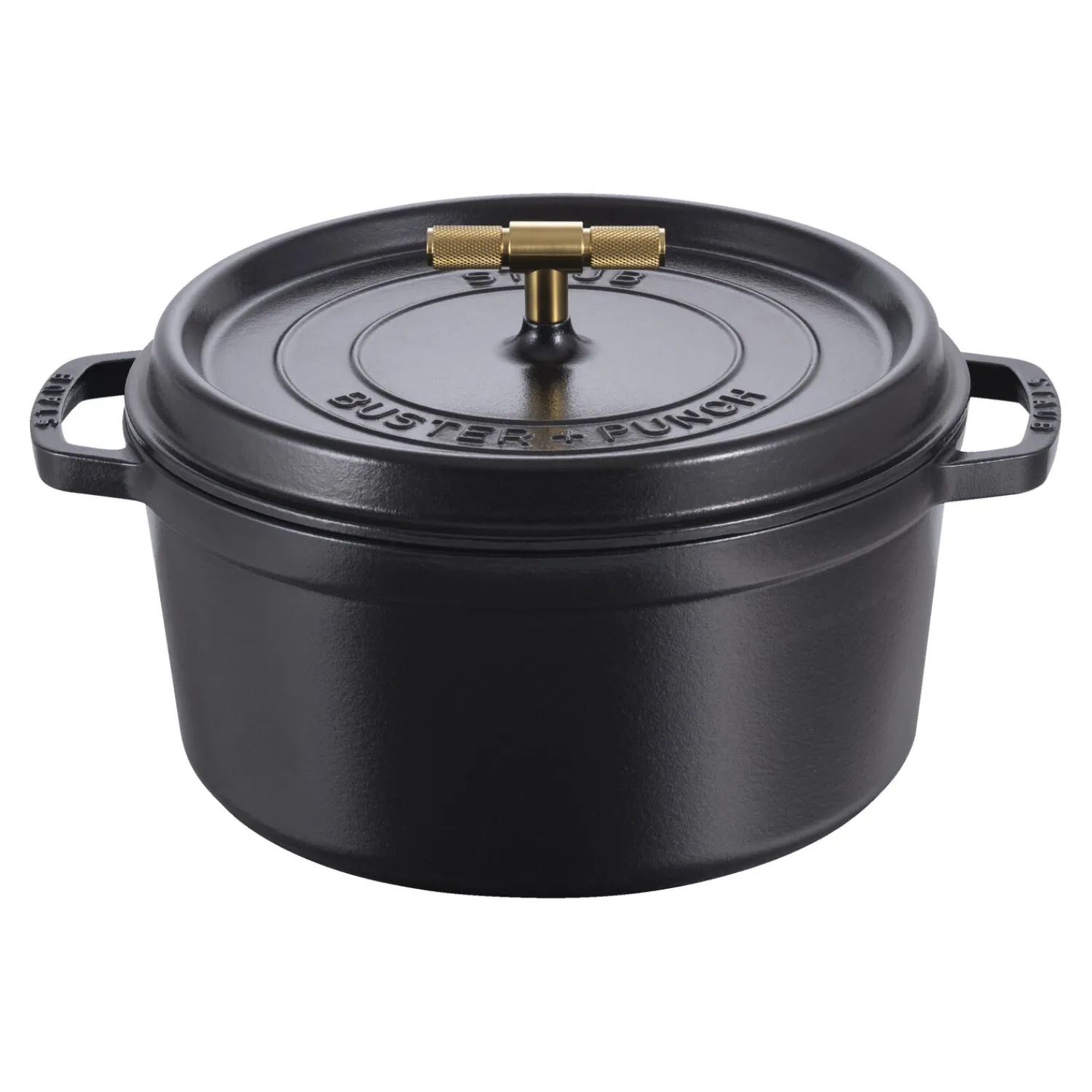 Staub Cocotte Buster+Punch 28 cm, rund, Schwarz, Gusseisen