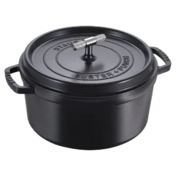 Staub Cocotte Buster+Punch 28 cm, rund, Schwarz, Gusseisen