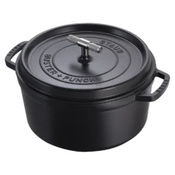 Staub Cocotte Buster+Punch 28 cm, rund, Schwarz, Gusseisen