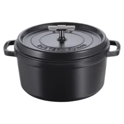 Staub Cocotte Buster+Punch 28 cm, rund, Schwarz, Gusseisen