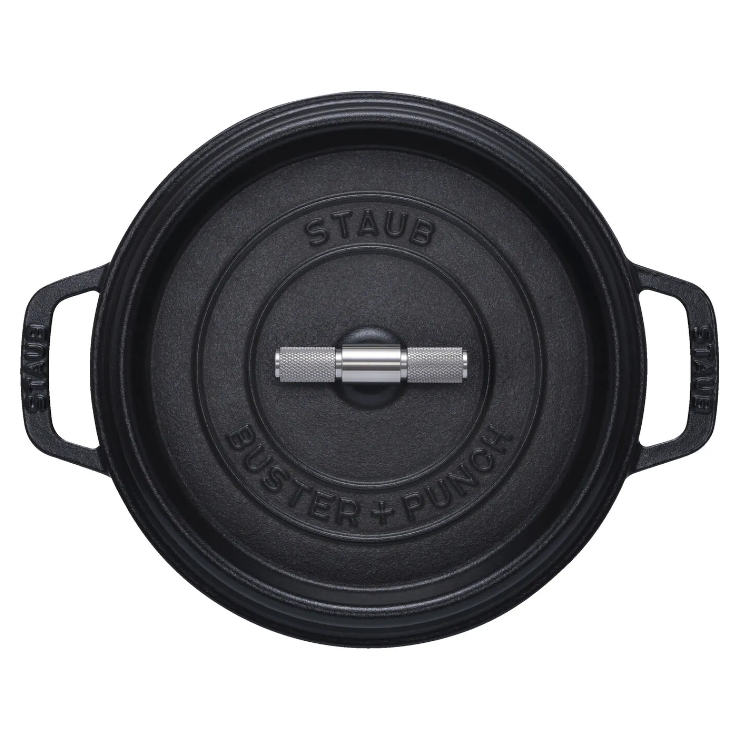 Staub Cocotte Buster+Punch 24 cm, rund, Schwarz, Gusseisen