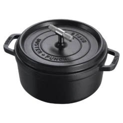 Staub Cocotte Buster+Punch 24 cm, rund, Schwarz, Gusseisen