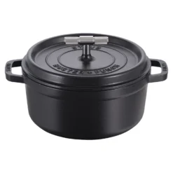 Staub Cocotte Buster+Punch 24 cm, rund, Schwarz, Gusseisen