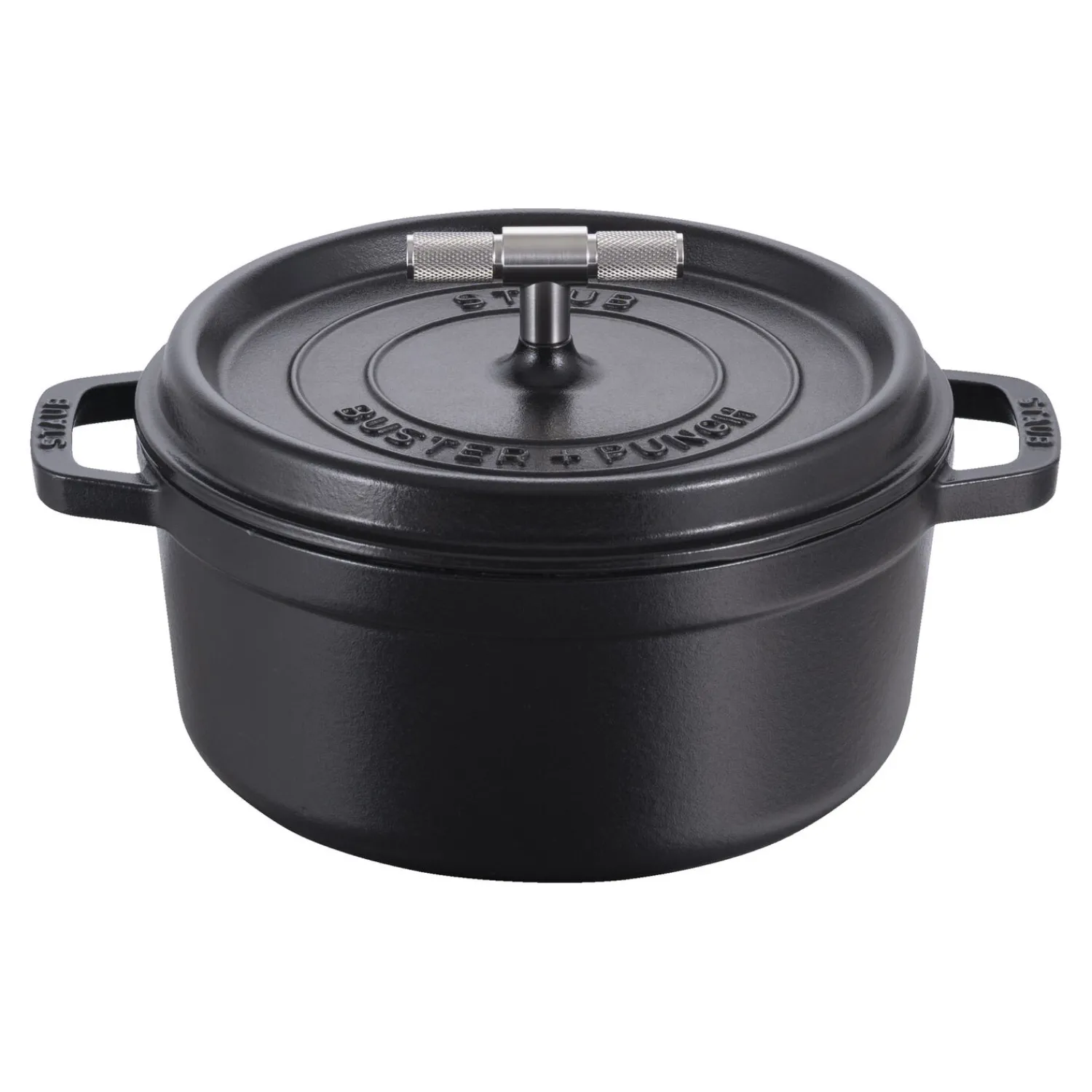 Staub Cocotte Buster+Punch 24 cm, rund, Schwarz, Gusseisen