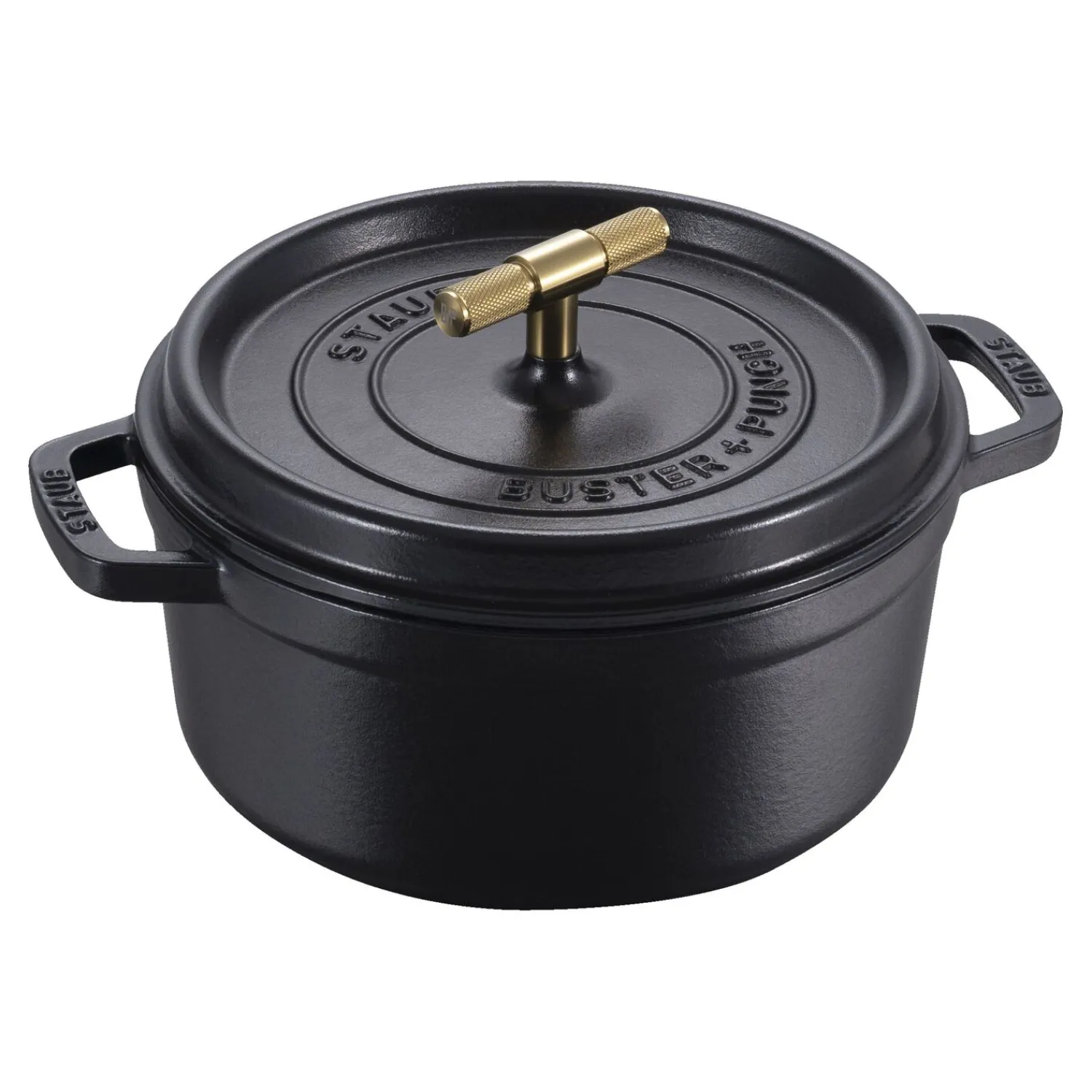 Staub Cocotte Buster+Punch 24 cm, rund, Schwarz, Gusseisen