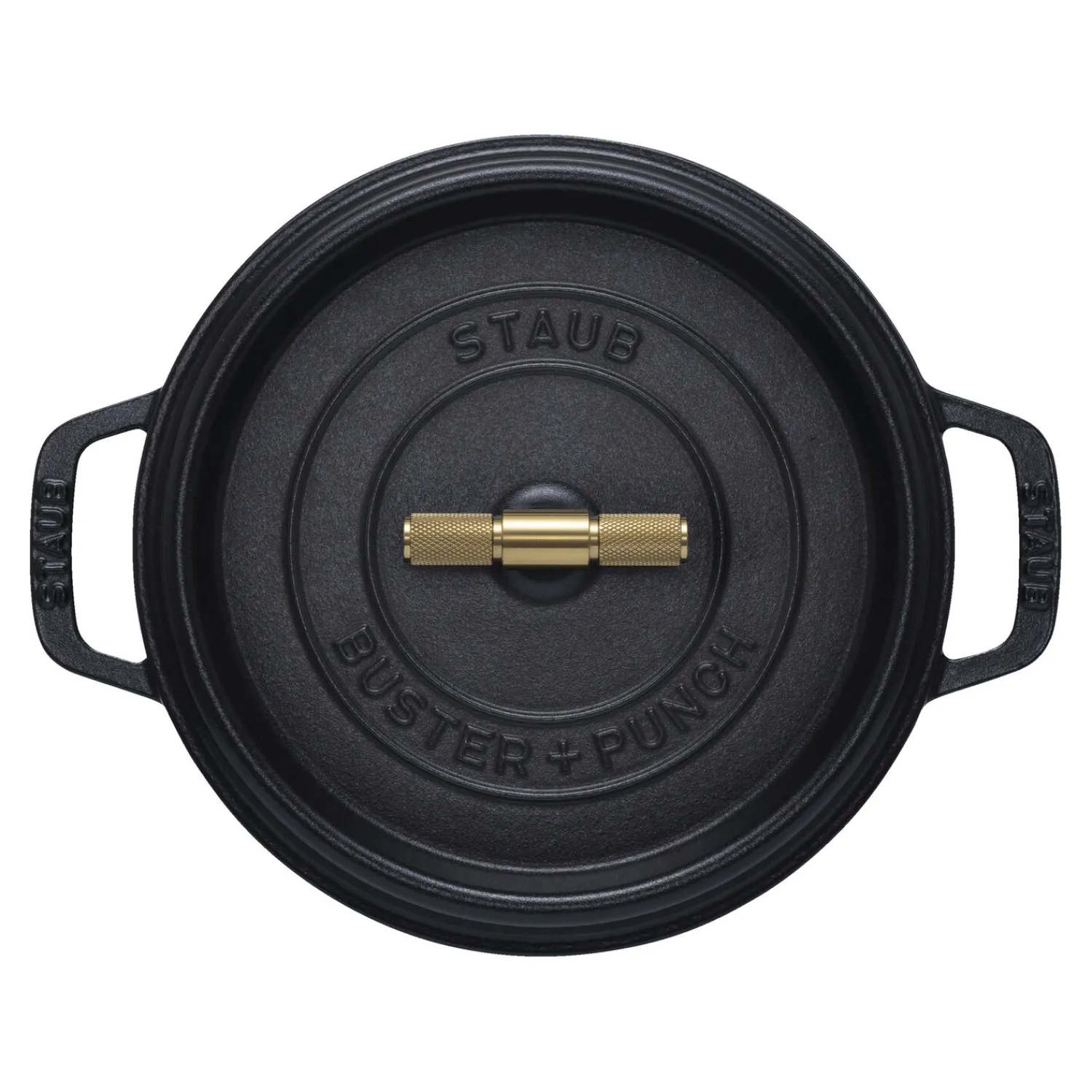 Staub Cocotte Buster+Punch 24 cm, rund, Schwarz, Gusseisen