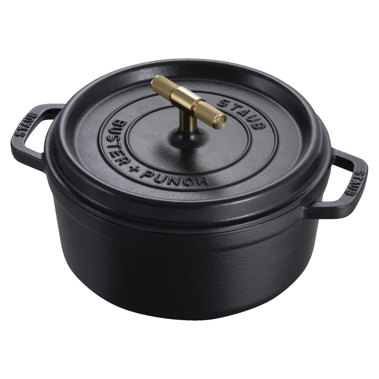 Staub Cocotte Buster+Punch 24 cm, rund, Schwarz, Gusseisen