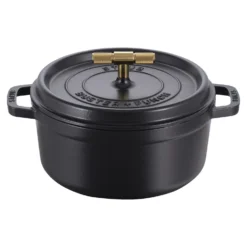 Staub Cocotte Buster+Punch 24 cm, rund, Schwarz, Gusseisen