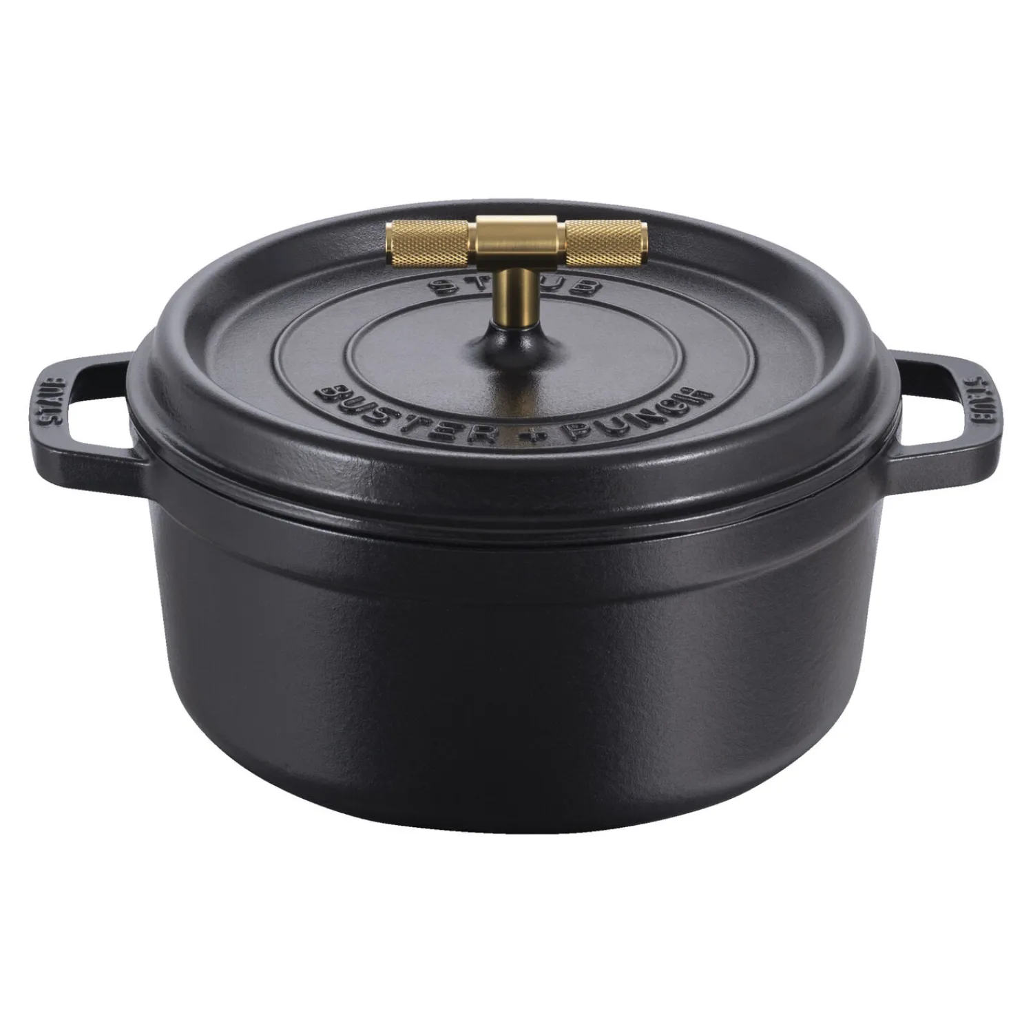 Staub Cocotte Buster+Punch 24 cm, rund, Schwarz, Gusseisen