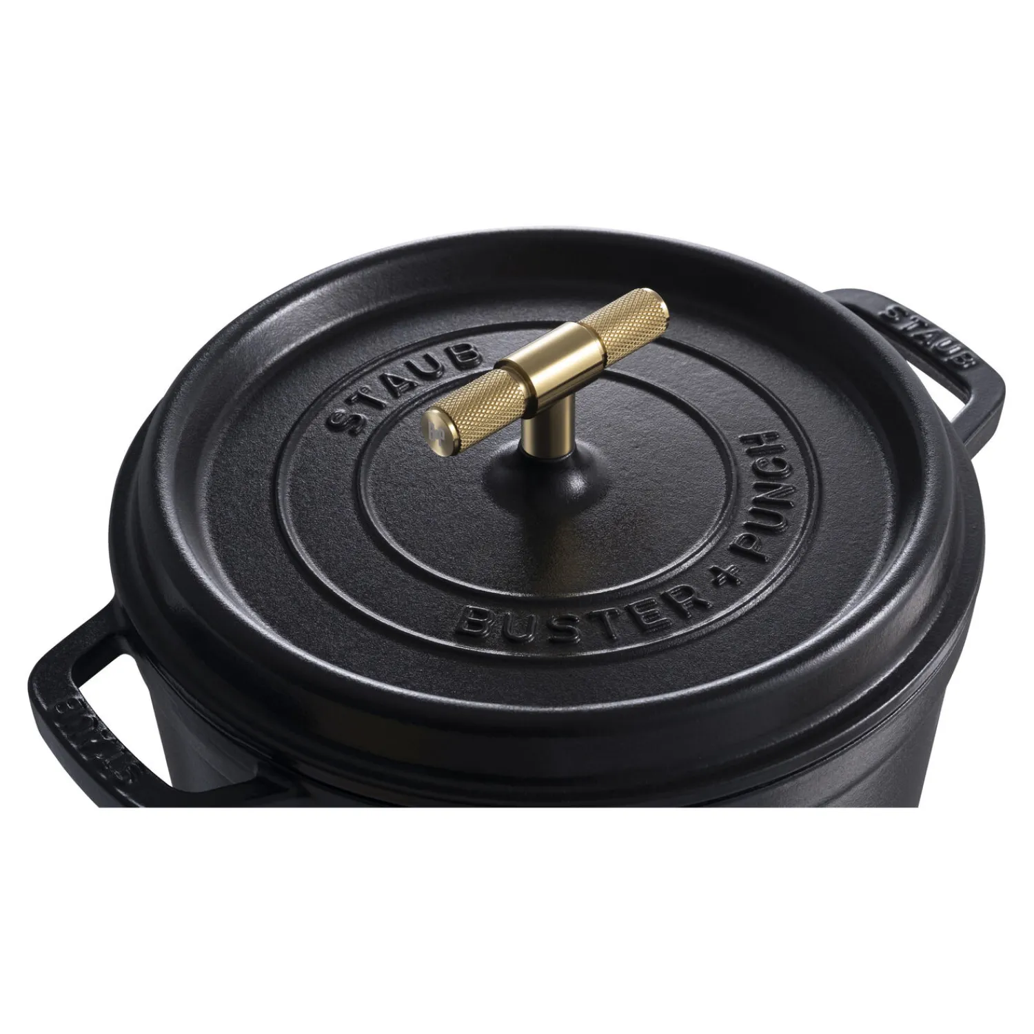 Staub Cocotte Buster+Punch 24 cm, rund, Schwarz, Gusseisen