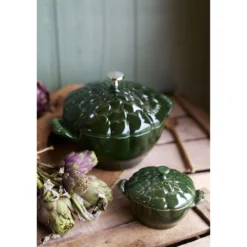 Staub Cocotte 22 cm, Artischocke, Basilikum-Grün, Gusseisen