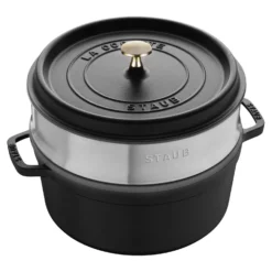 Staub Cocotte mit Dämpfeinsatz 26 cm, rund, , Gusseisen