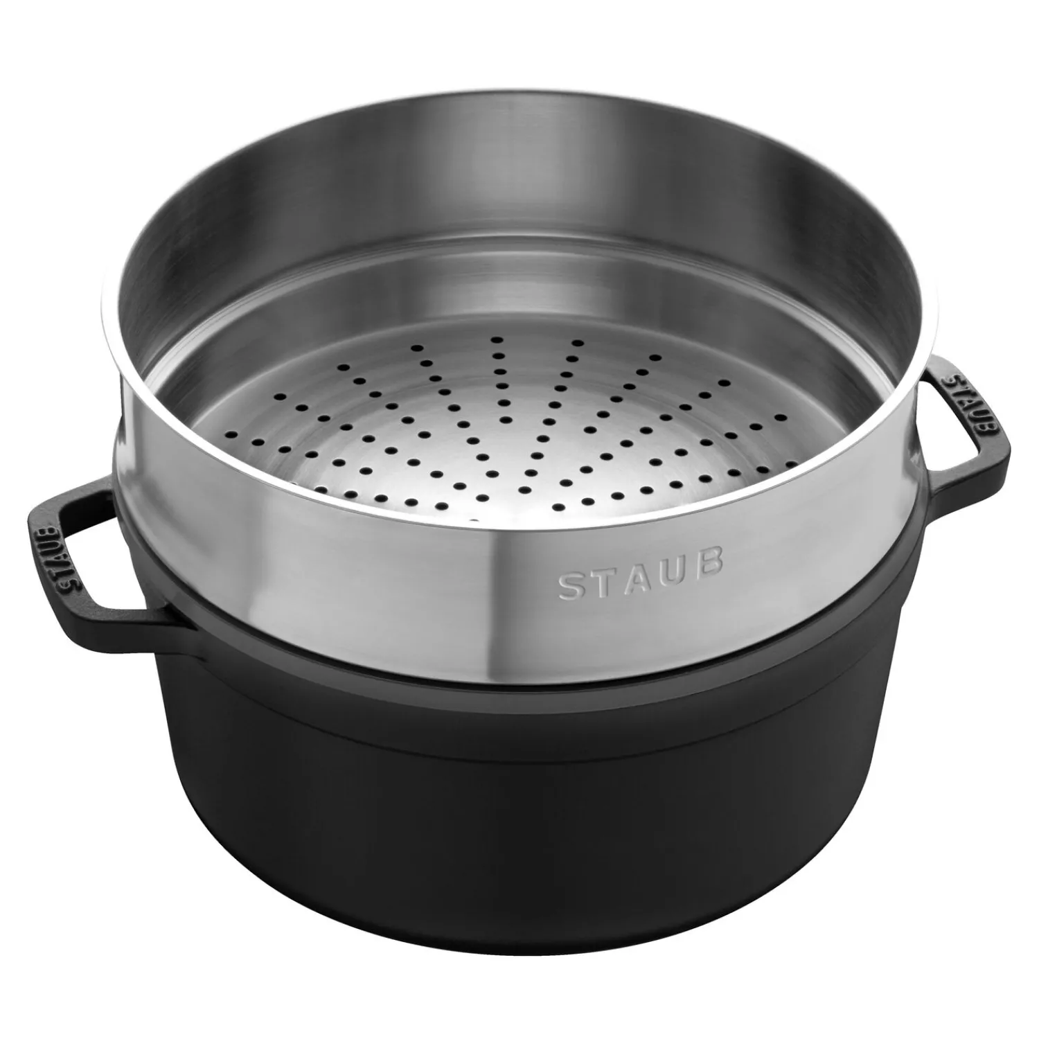 Staub Cocotte mit Dämpfeinsatz 26 cm, rund, , Gusseisen