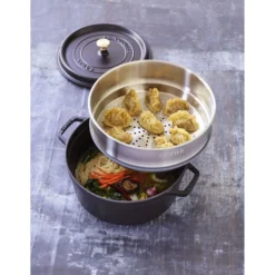 Staub Cocotte mit Dämpfeinsatz 26 cm, rund, , Gusseisen