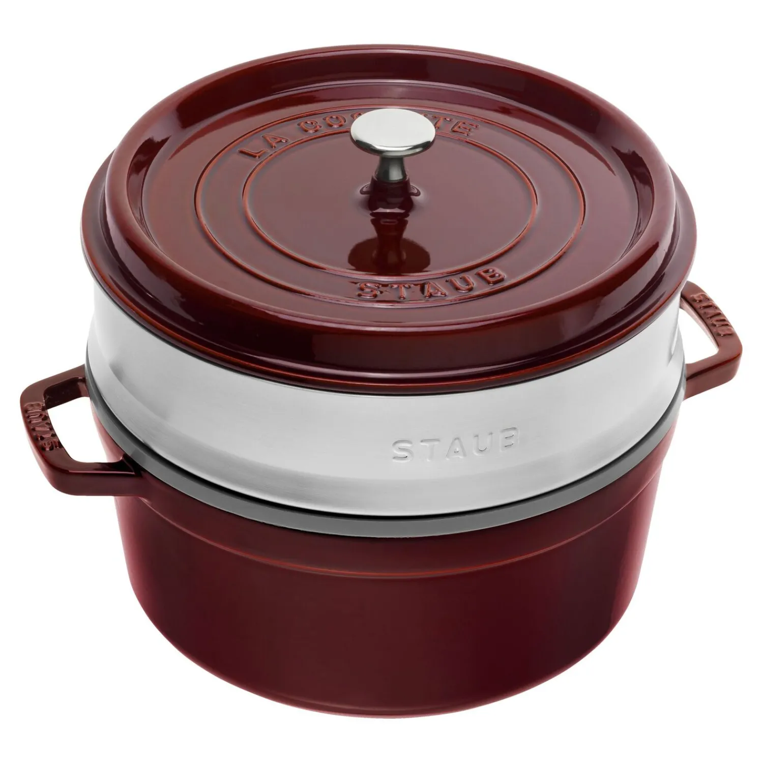 Staub Cocotte mit Dämpfeinsatz 26 cm, rund, , Gusseisen