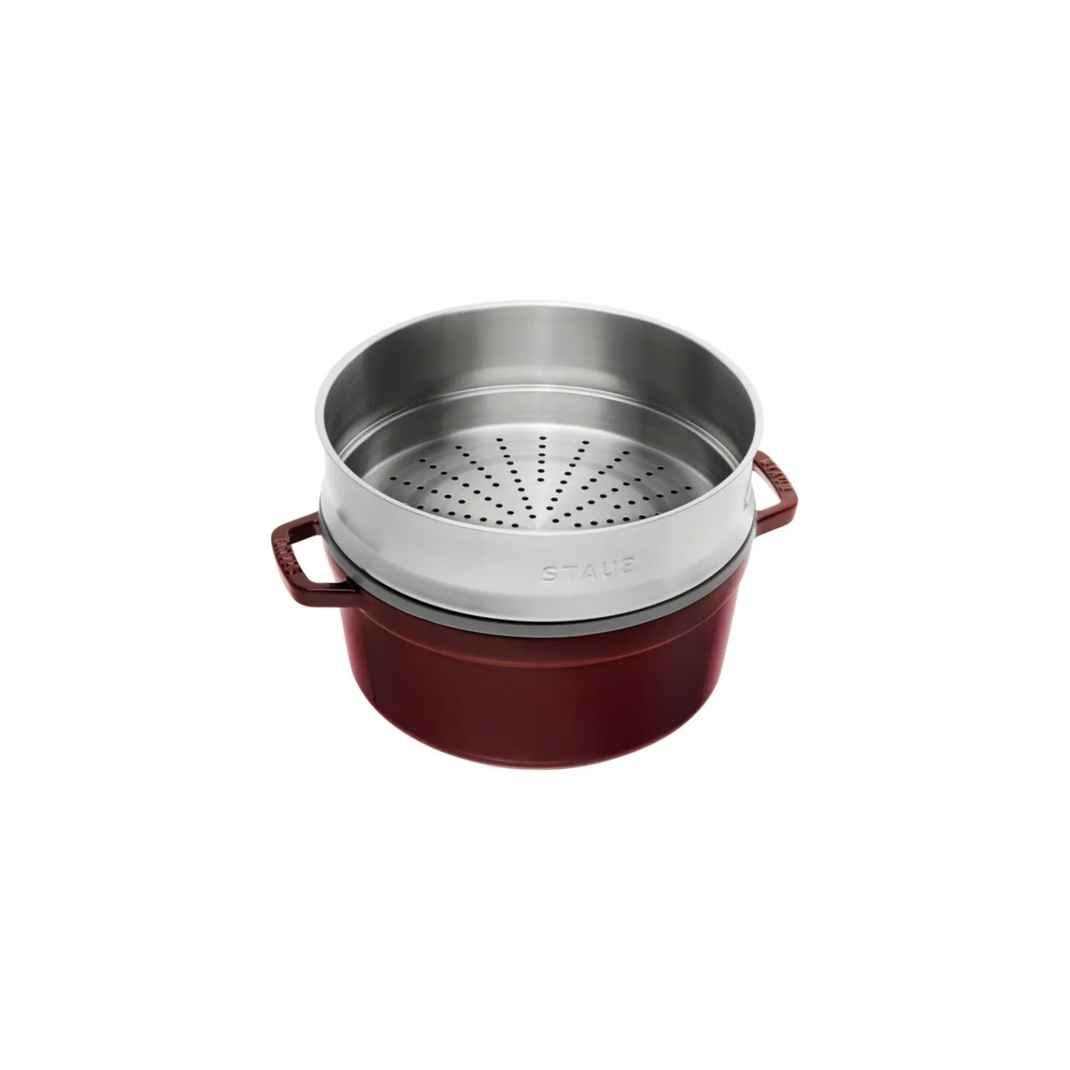 Staub Cocotte mit Dämpfeinsatz 26 cm, rund, , Gusseisen
