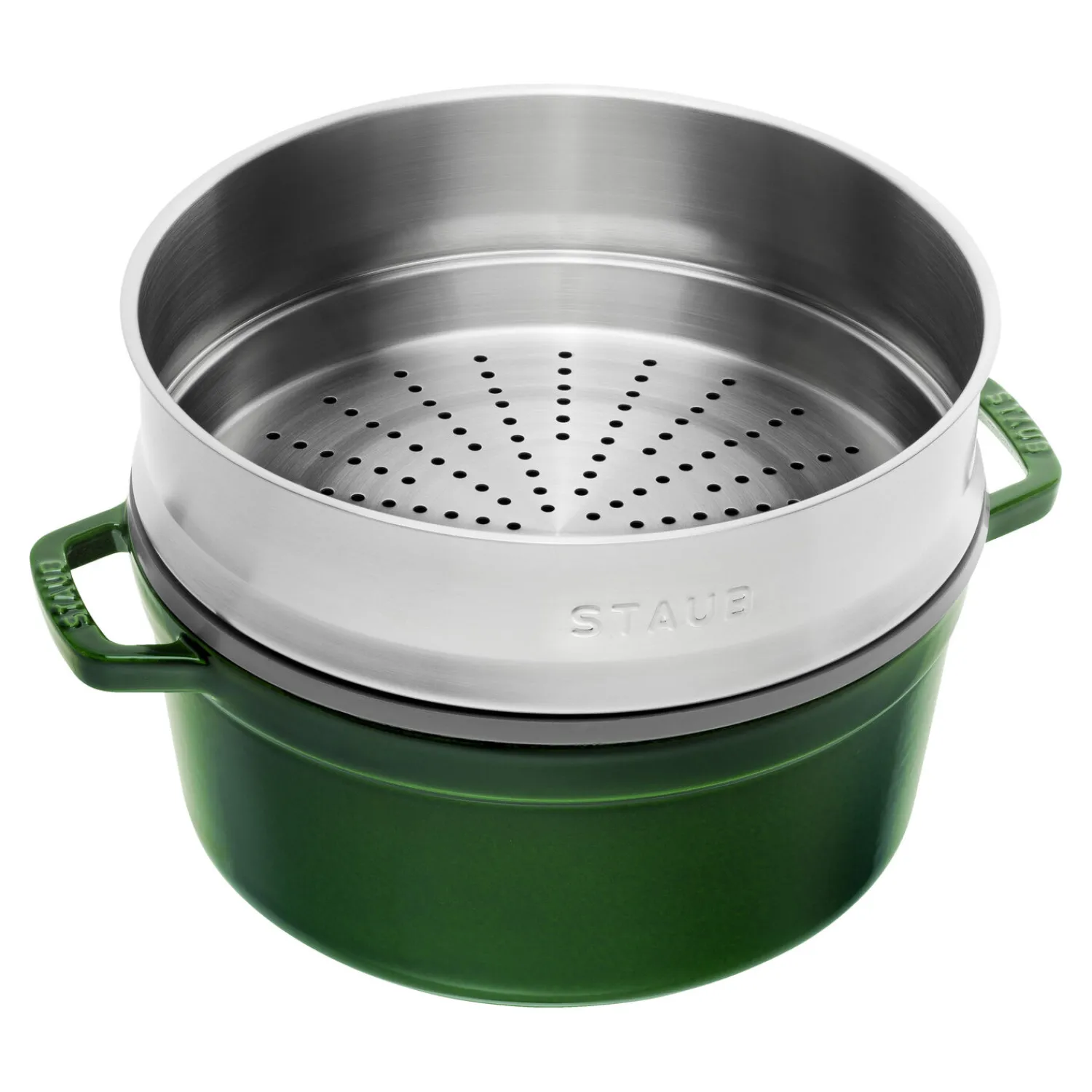 Staub Cocotte mit Dämpfeinsatz 26 cm, rund, , Gusseisen