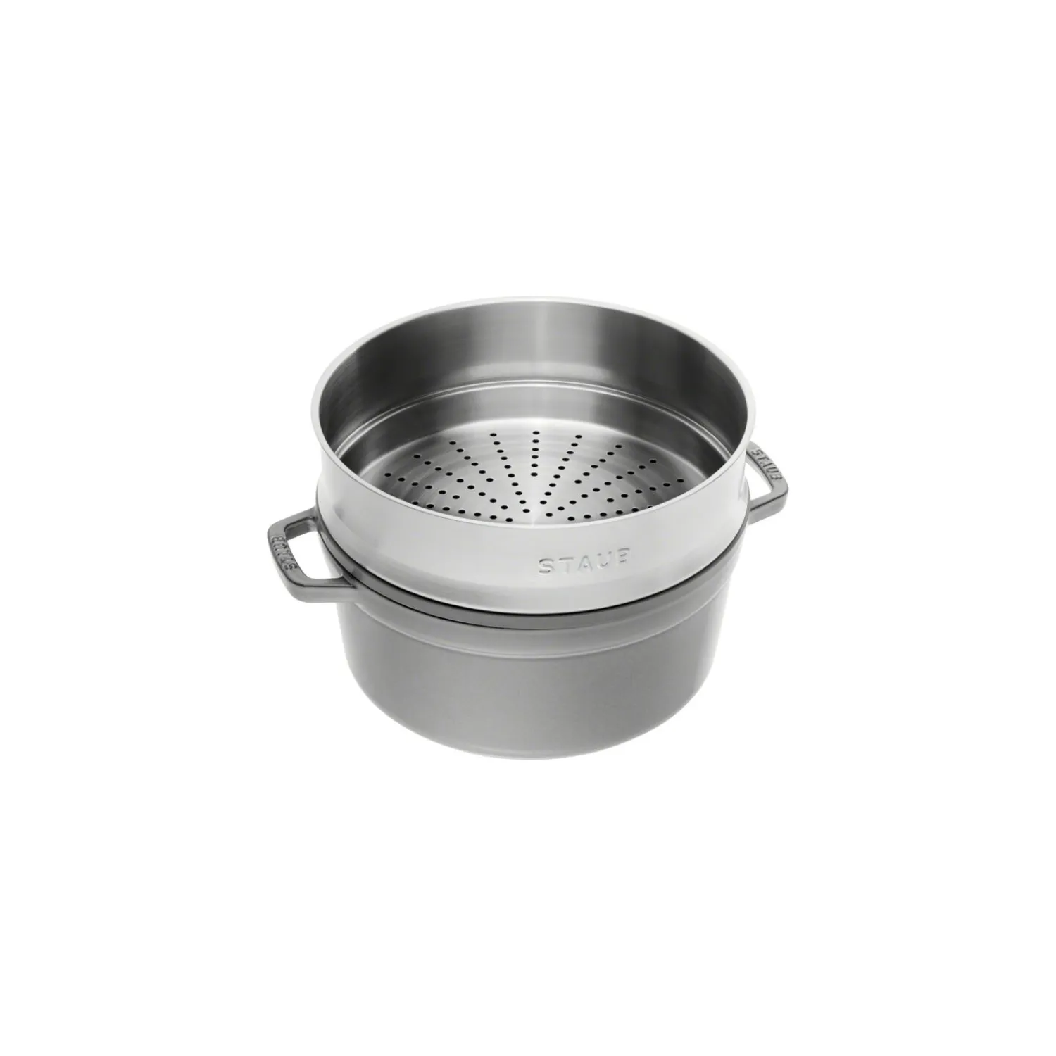 Staub Cocotte mit Dämpfeinsatz 26 cm, rund, , Gusseisen