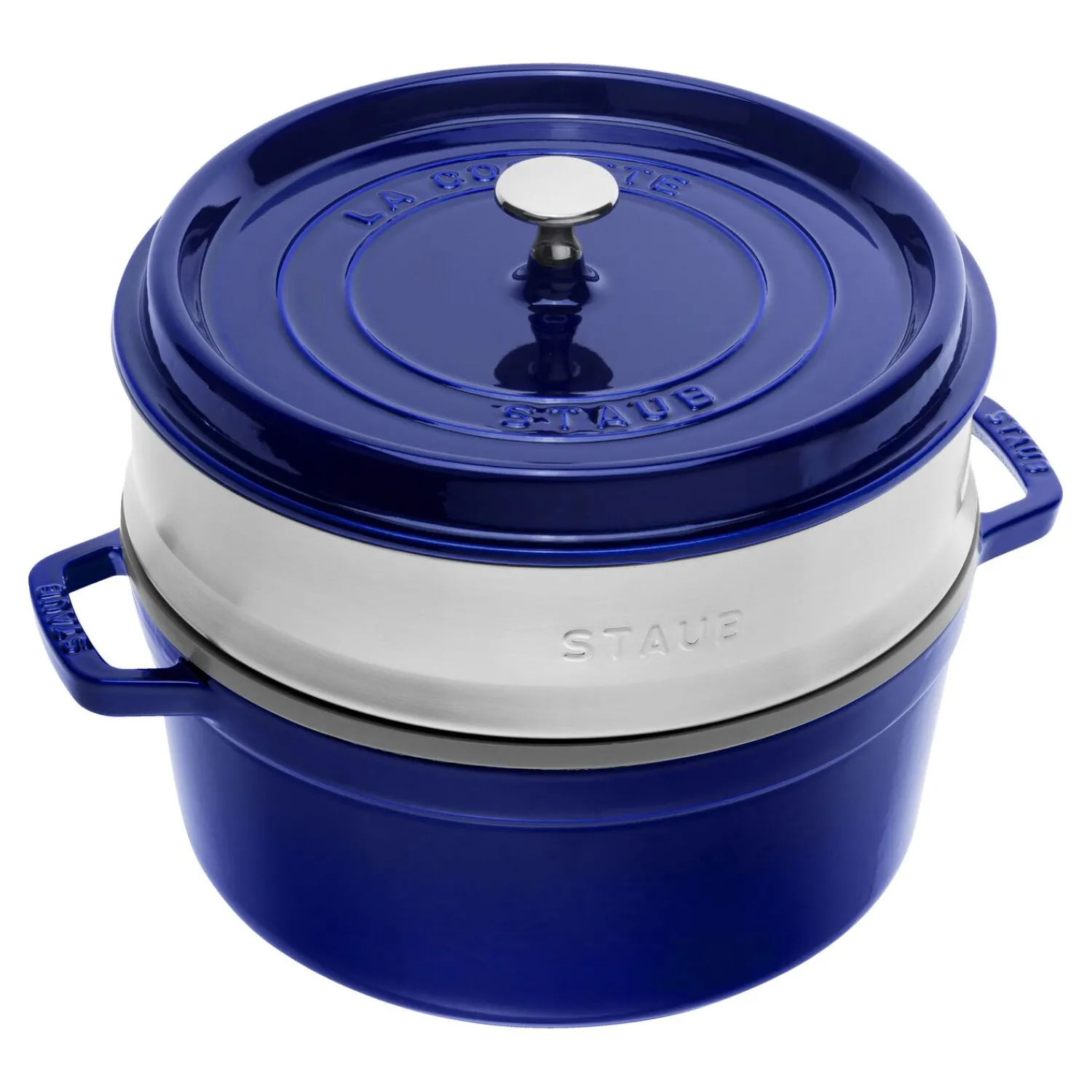 Staub Cocotte mit Dämpfeinsatz 26 cm, rund, , Gusseisen