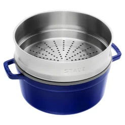 Staub Cocotte mit Dämpfeinsatz 26 cm, rund, , Gusseisen