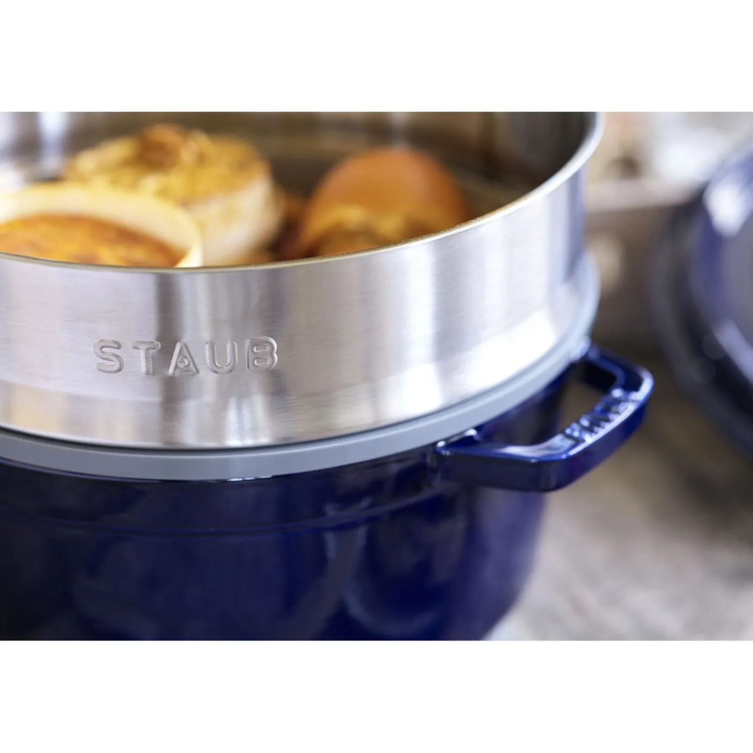 Staub Cocotte mit Dämpfeinsatz 26 cm, rund, , Gusseisen