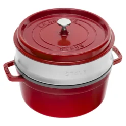 Staub Cocotte mit Dämpfeinsatz 26 cm, rund, , Gusseisen