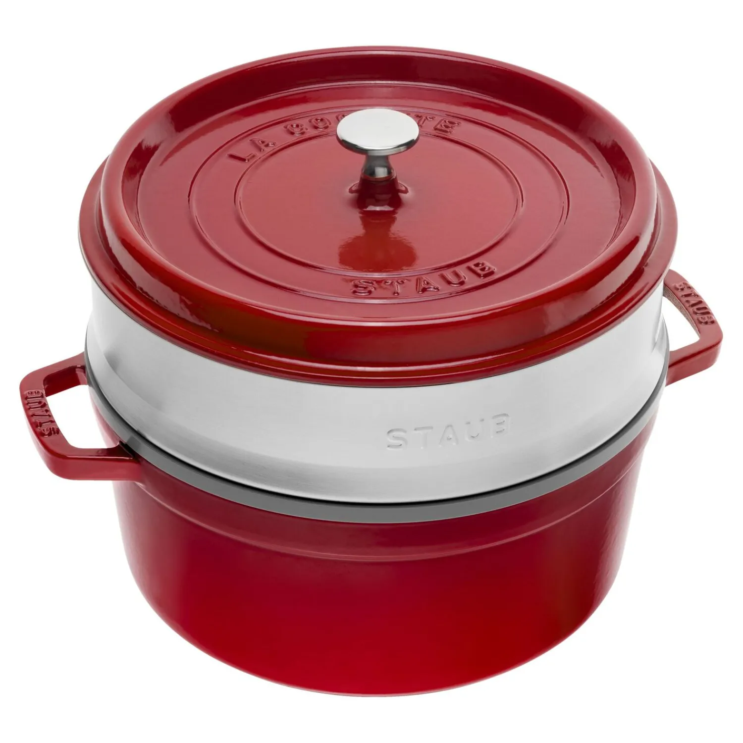 Staub Cocotte mit Dämpfeinsatz 26 cm, rund, , Gusseisen