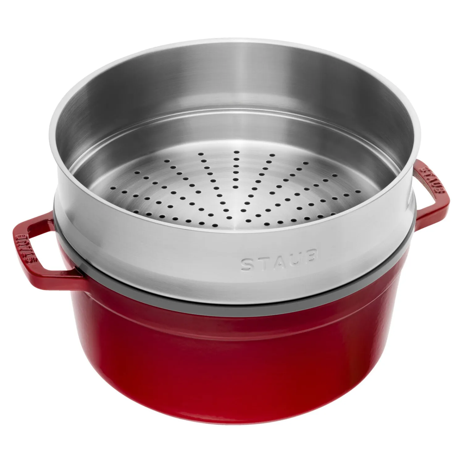 Staub Cocotte mit Dämpfeinsatz 26 cm, rund, , Gusseisen