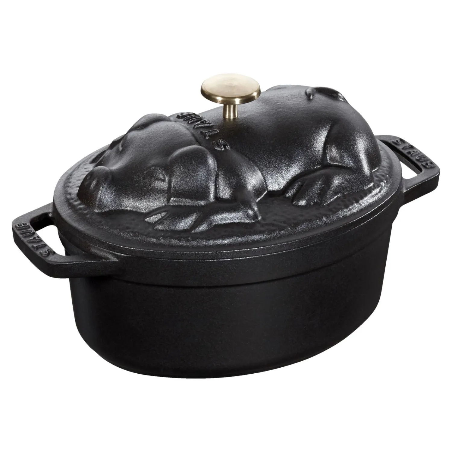 Staub Cocotte Schweinedeckel 17 cm, oval, , Gusseisen