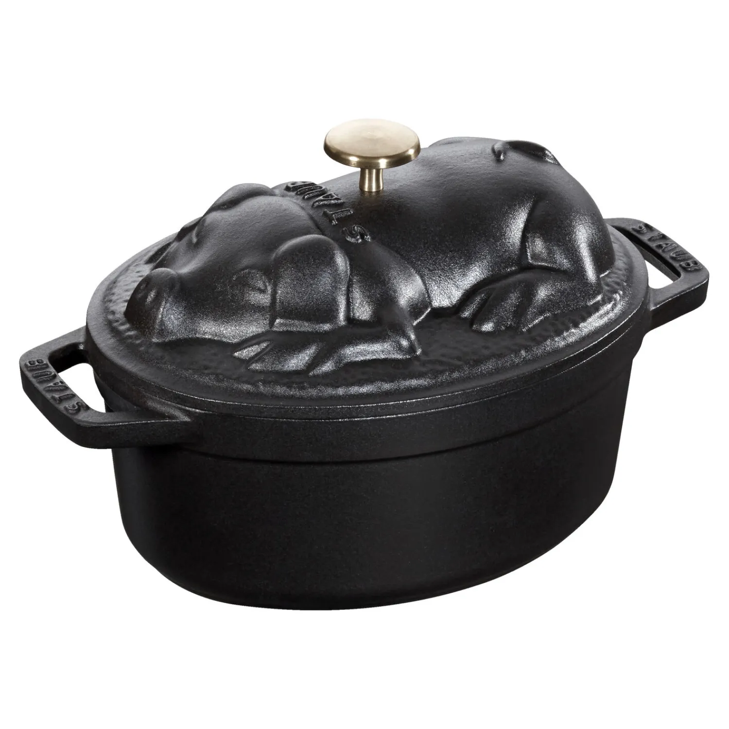 Staub Cocotte Schweinedeckel 17 cm, oval, , Gusseisen