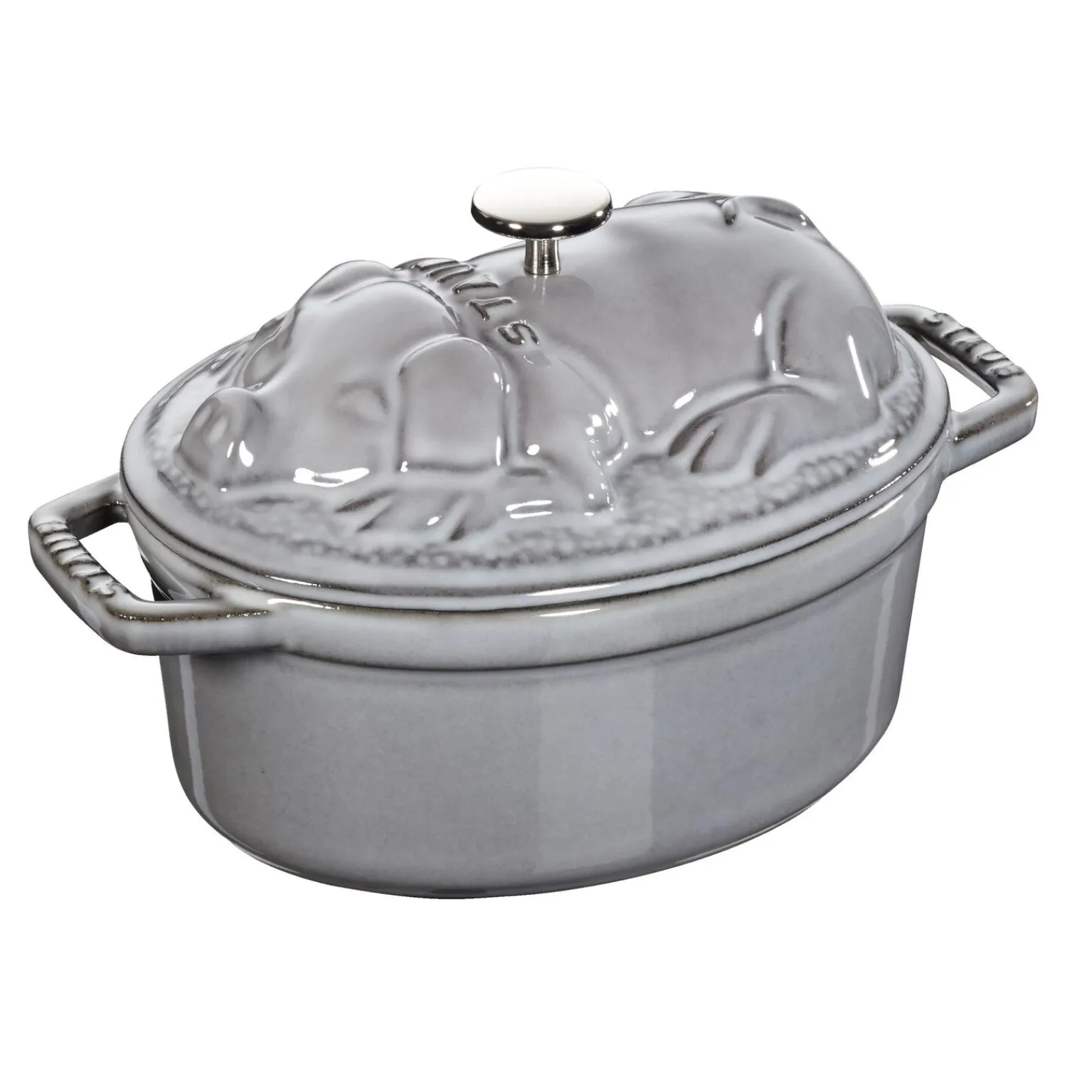 Staub Cocotte Schweinedeckel 17 cm, oval, , Gusseisen