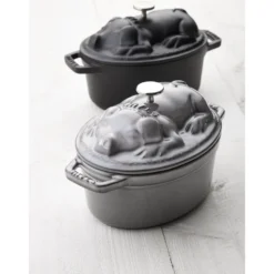 Staub Cocotte Schweinedeckel 17 cm, oval, , Gusseisen