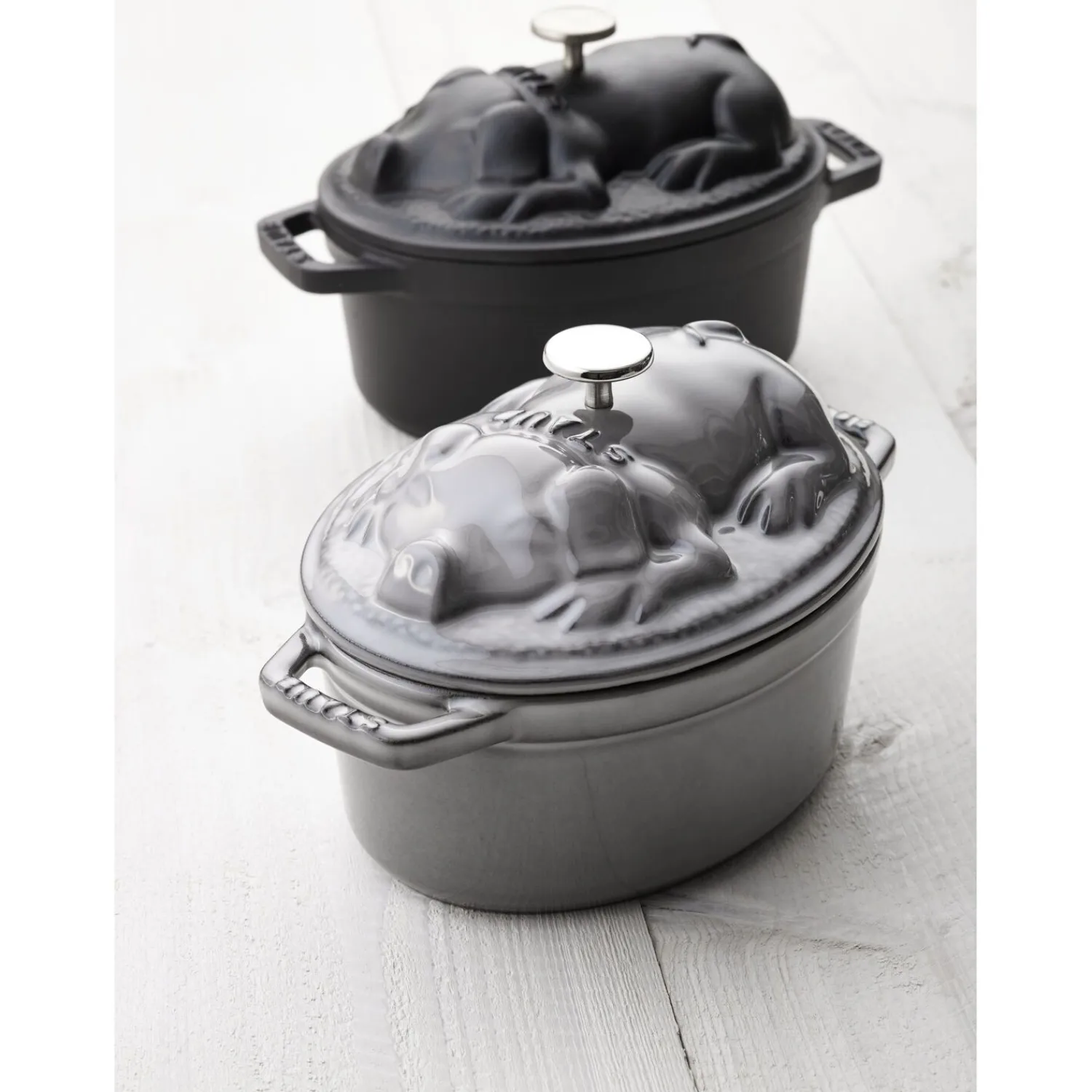 Staub Cocotte Schweinedeckel 17 cm, oval, , Gusseisen