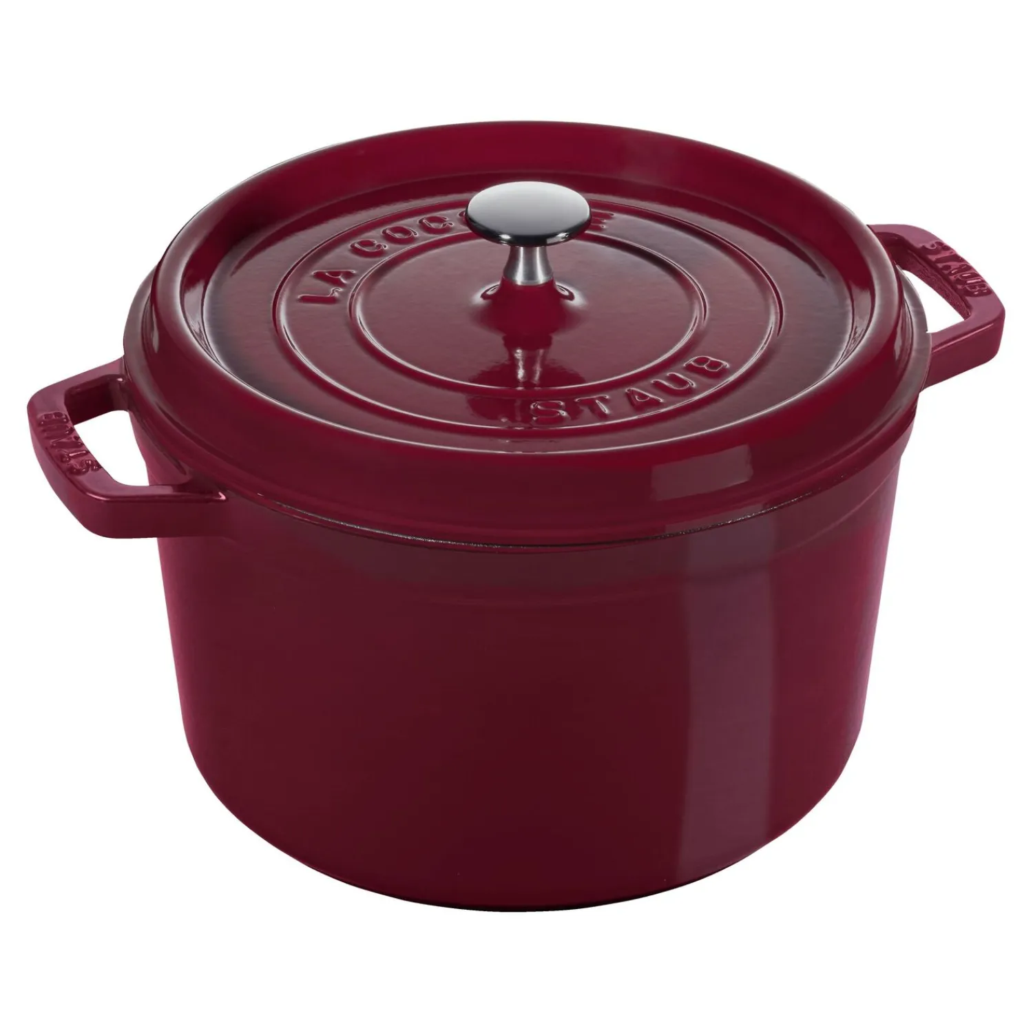 Staub Cocotte tief 24 cm, rund, Bordeaux, Gusseisen