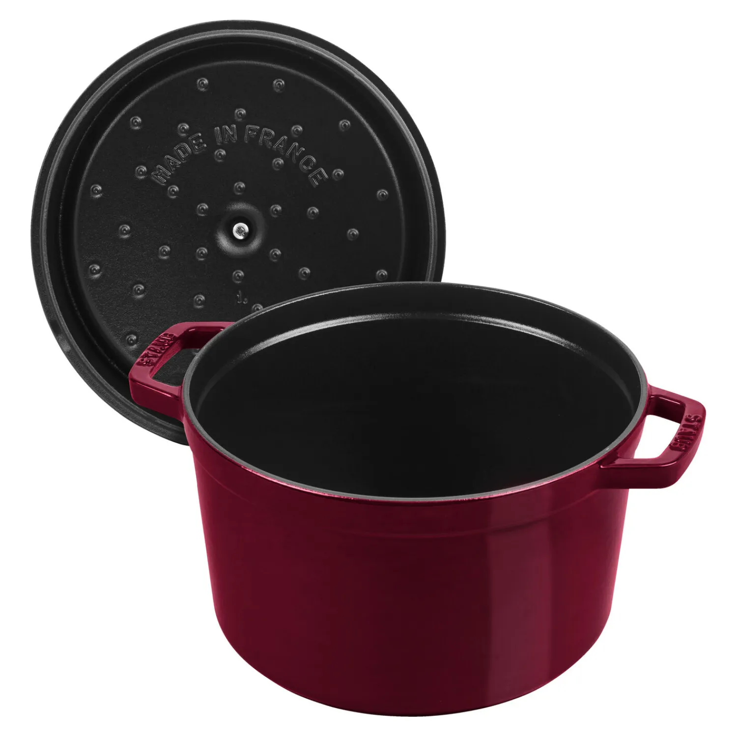 Staub Cocotte tief 24 cm, rund, Bordeaux, Gusseisen
