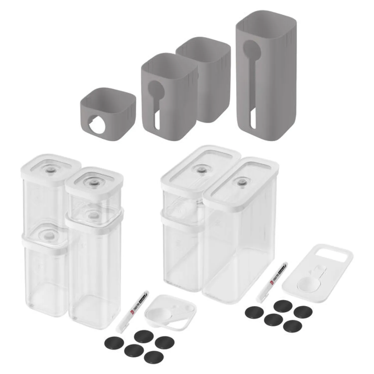 ZWILLING Cube Set S & M Boxen, transparent weiß + Cover Grau / 15- TLG.