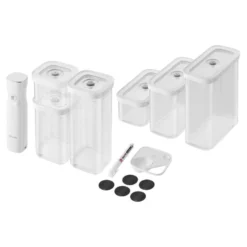 ZWILLING CUBE Vakuum Starter Set, S & M / 9-tlg., transparent weiß