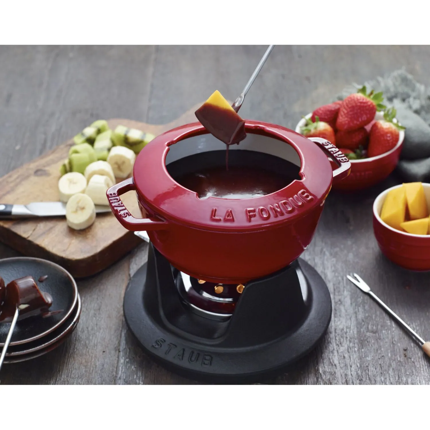 Staub Fondue Set 16 cm, rund, , Gusseisen