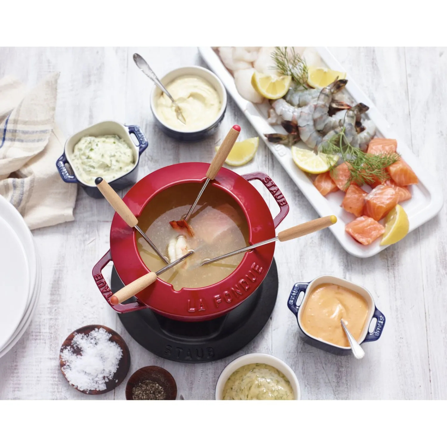 Staub Fondue Set 16 cm, rund, , Gusseisen